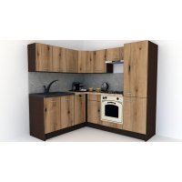 Bucatarie de Colt GENA NEW 7 ST. 180-210, Cu Corp de Cuptor, Wenge / Decor K365
